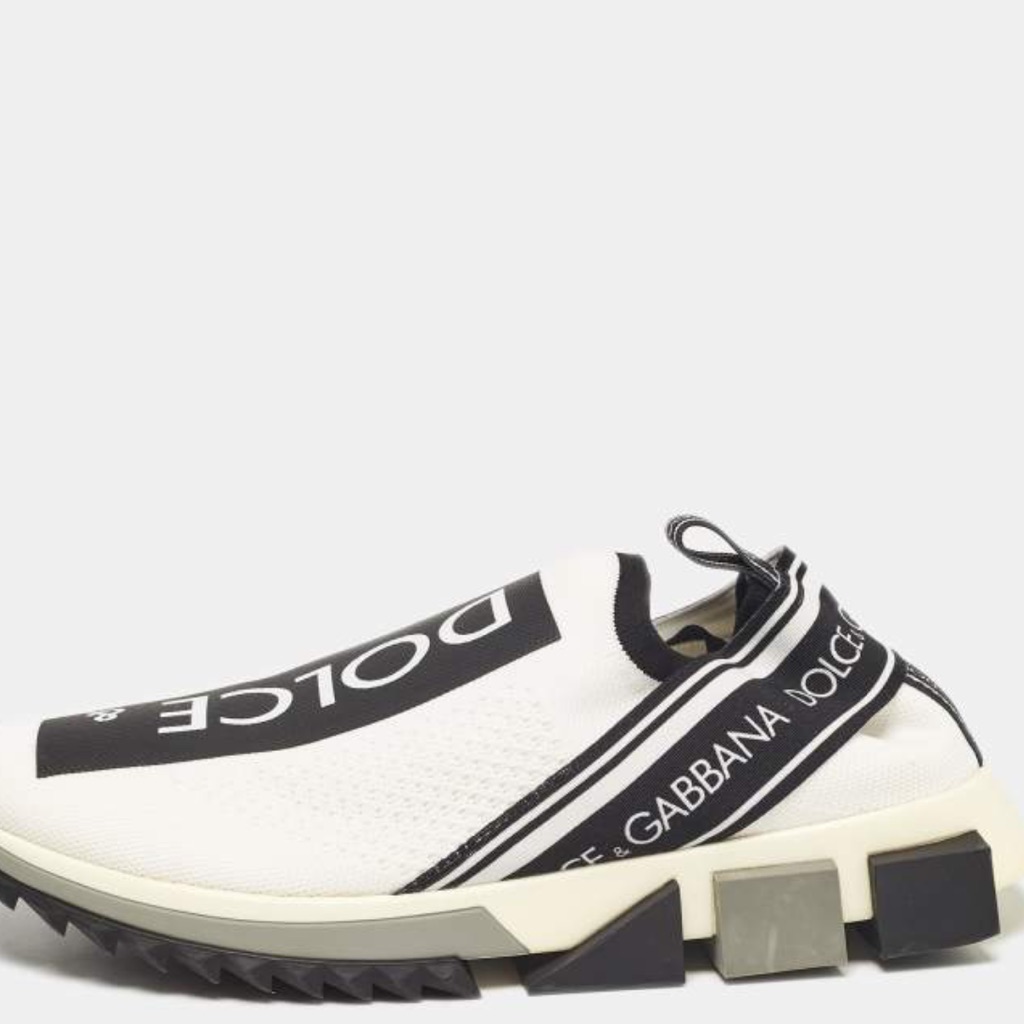 Dolce & Gabbana Black And White Sorrento Slip-On Shoes